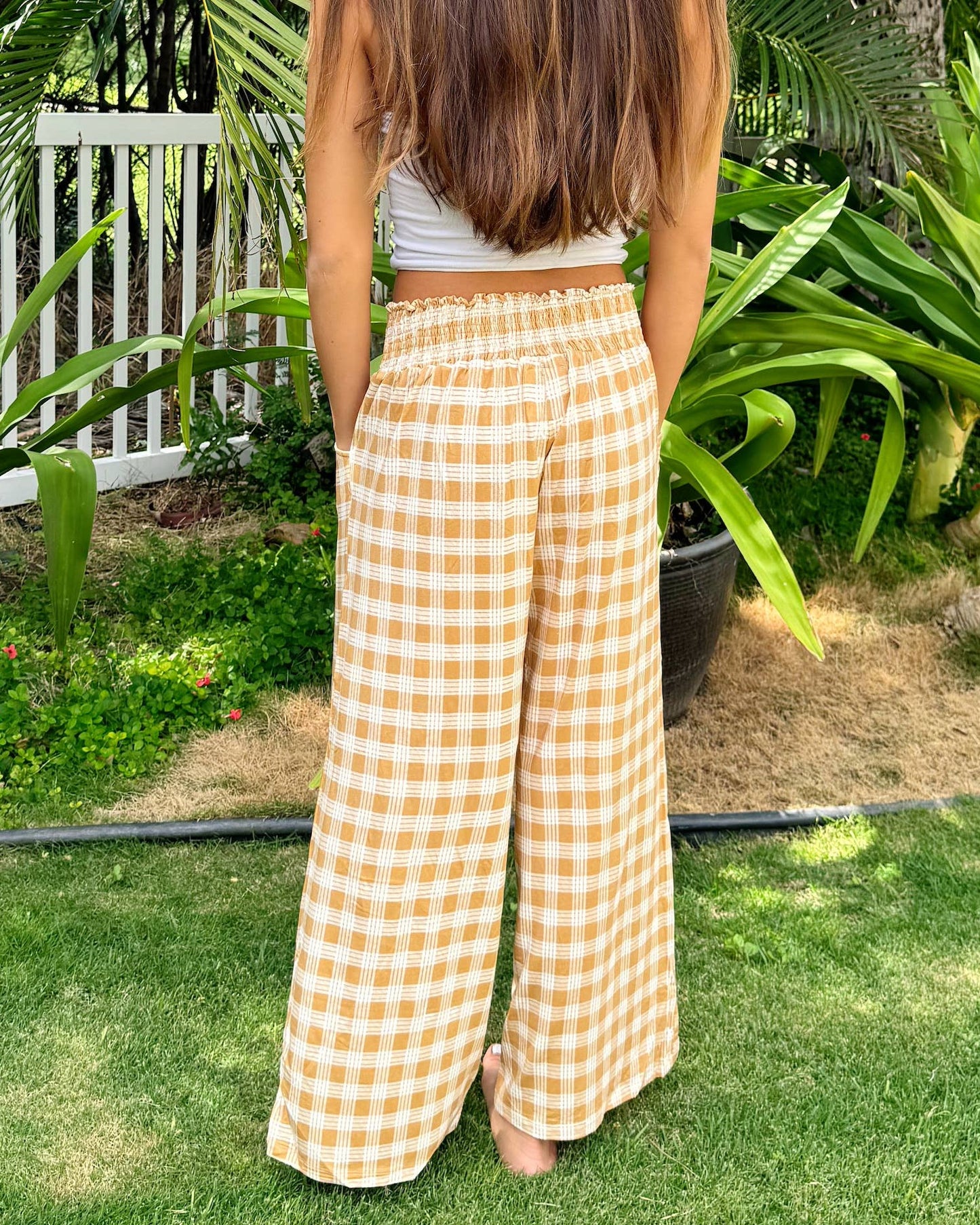 tan palaka pants with elastic waistband