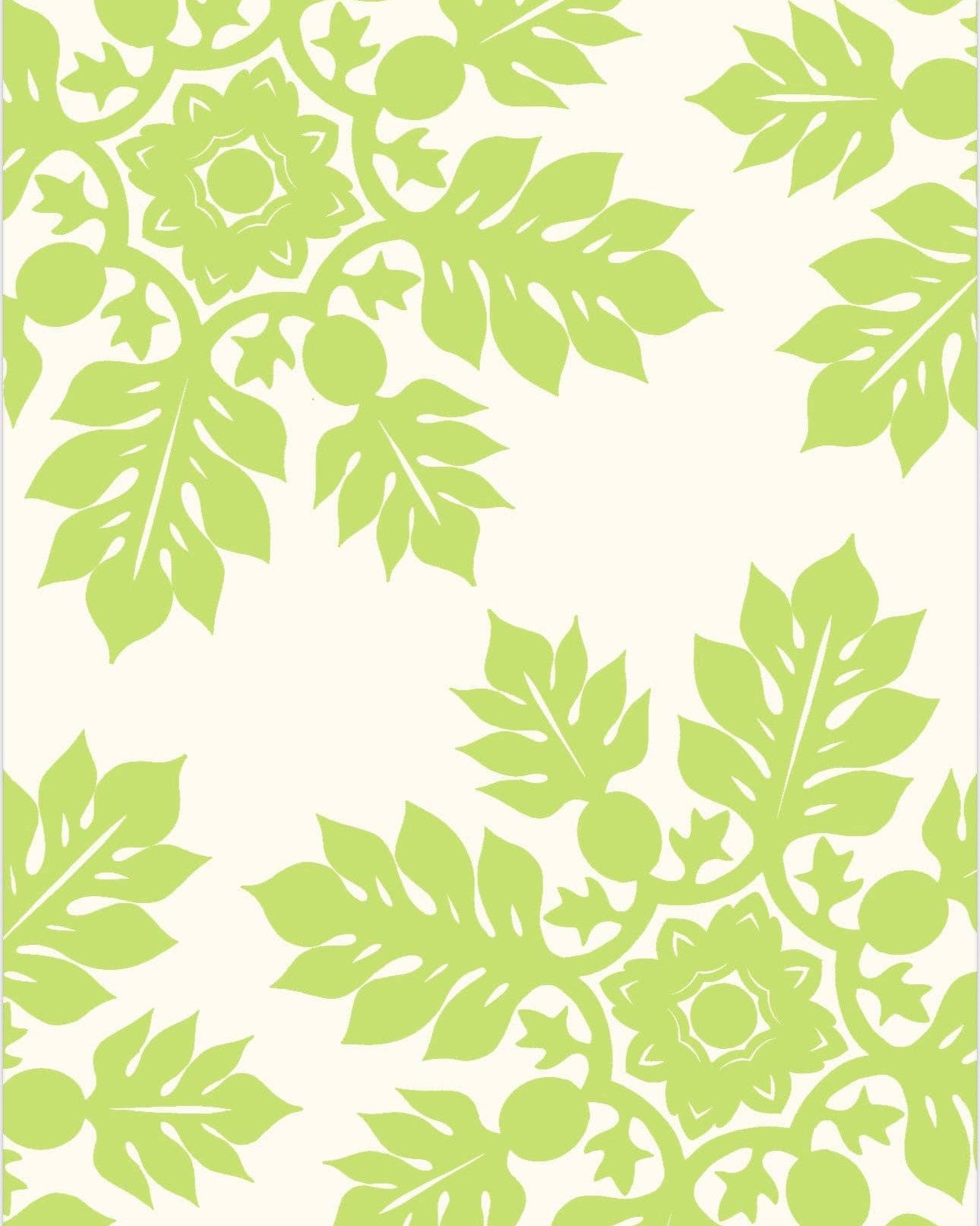 Pattern of green leaves and berries on a white background