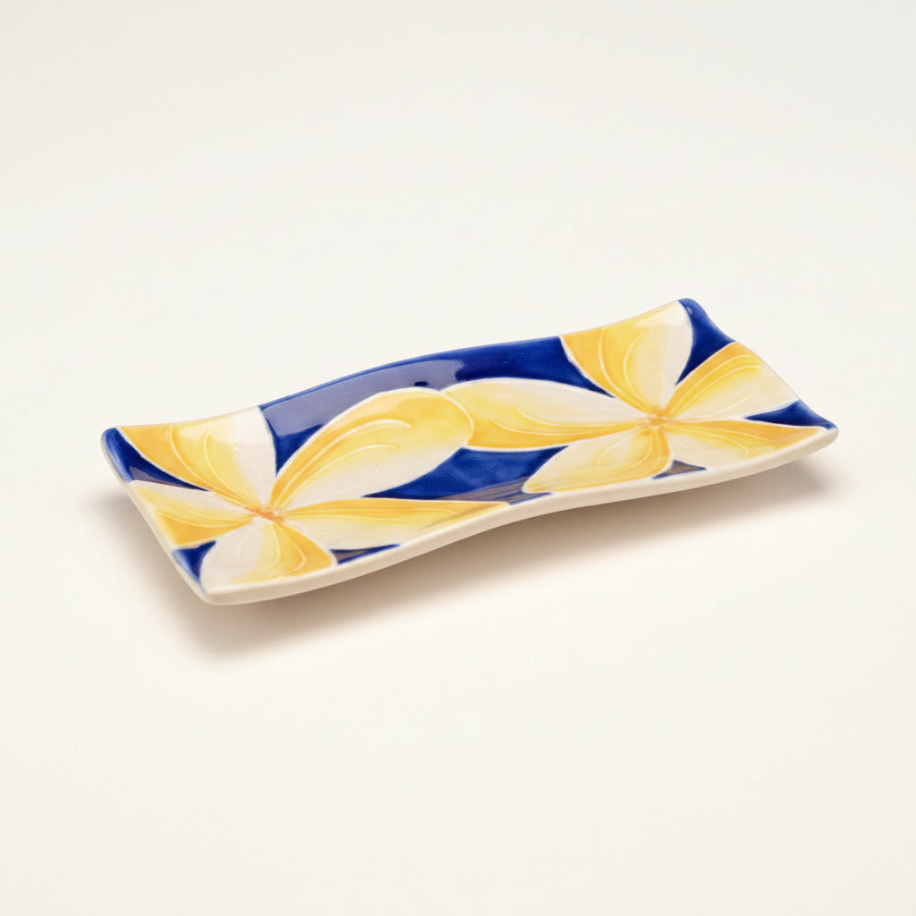 Flare sushi plate Blue Plumeria