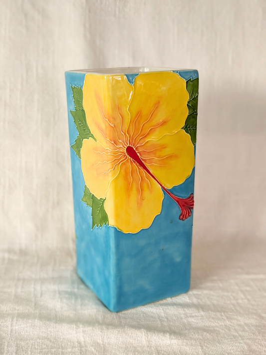Square Vase Hibiscus