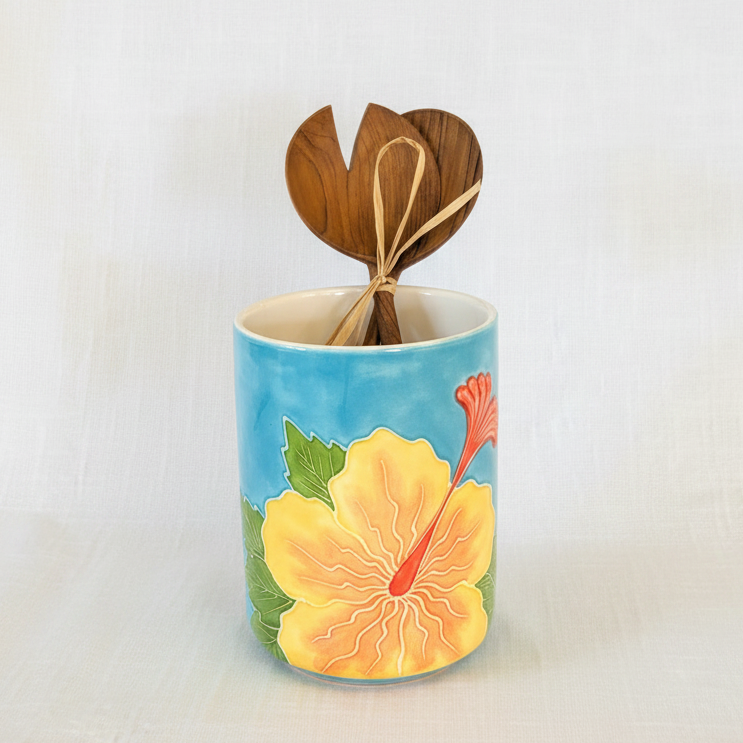 Utensil Holder Hibiscus