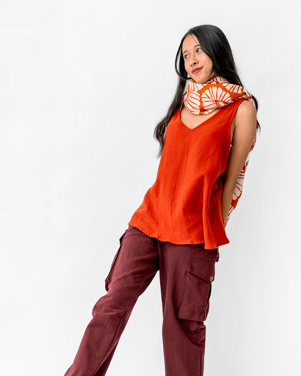 Semi-Swing Top Cotton Crinkle | Red