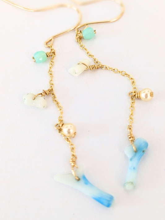 CKJ Coral Chain Earrings