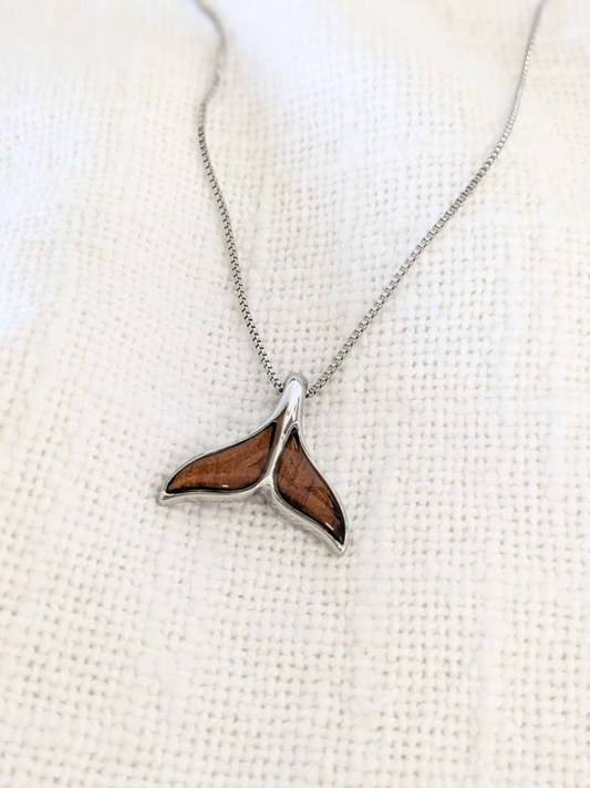 Hawaiian Koa Whale Tail Necklace