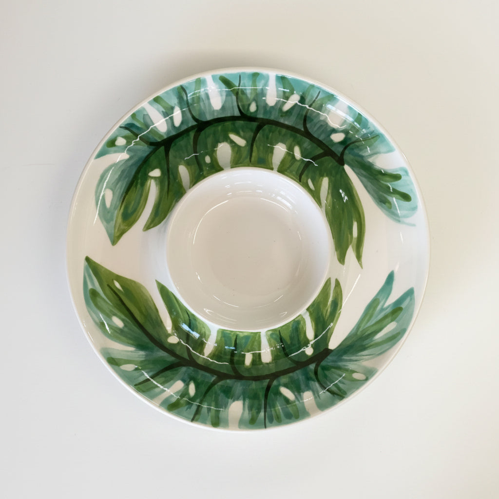 chip and dip with monstera