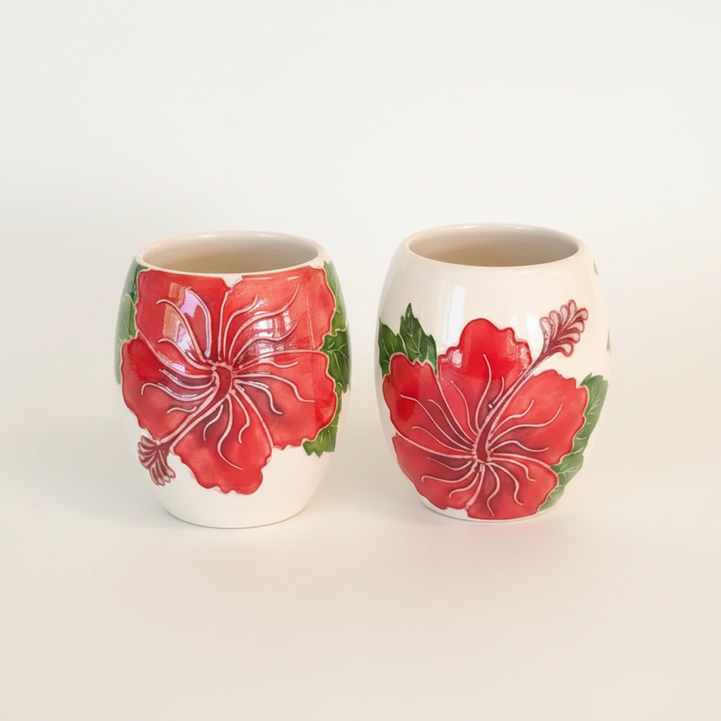 Stemless Wine Glass🌟Christmas Hibiscus🌟