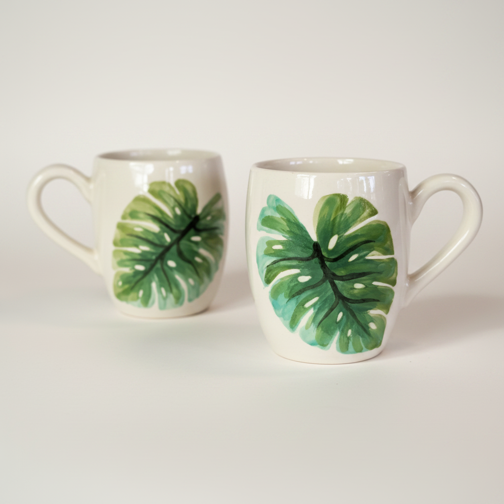 Barrel Mug Monstera