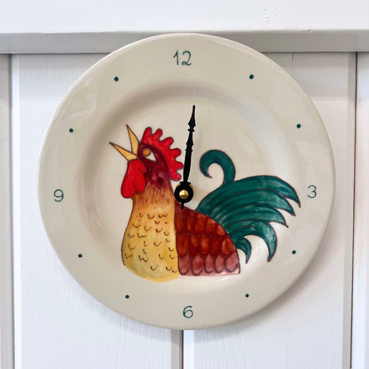 8" Round Plate Clock Kauai Rooster