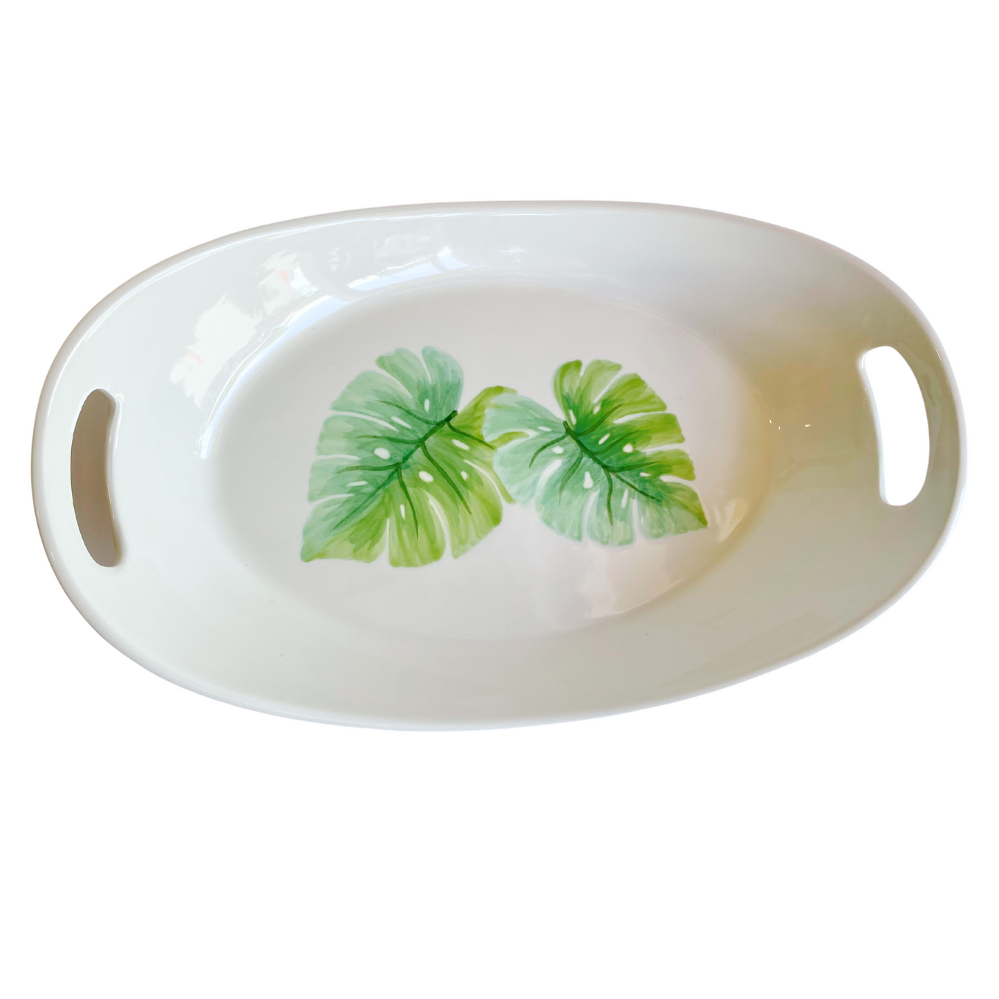 Oval Platter with Handles Monstera