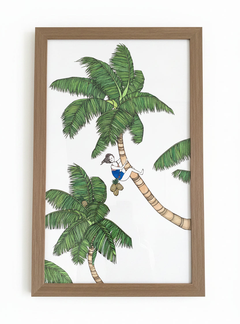 COCONUTS GIRL Framed Giclee by Kris Goto
