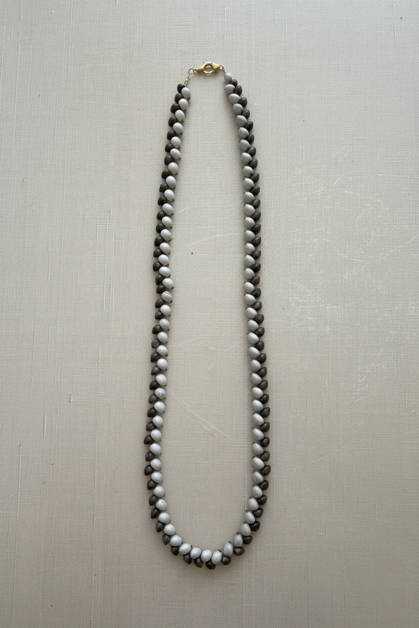 necklace made with gray seed called tears of Job