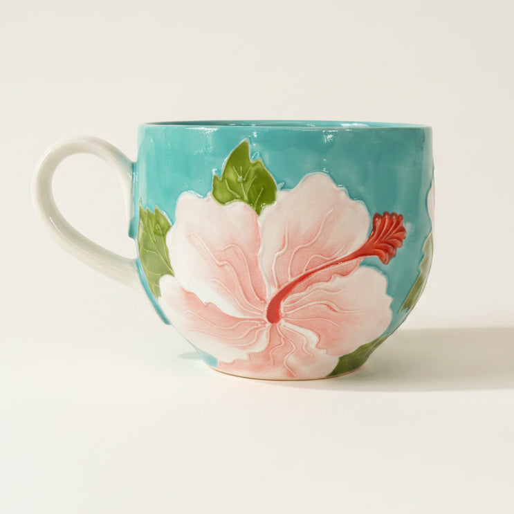 Mug with floral design on a white background