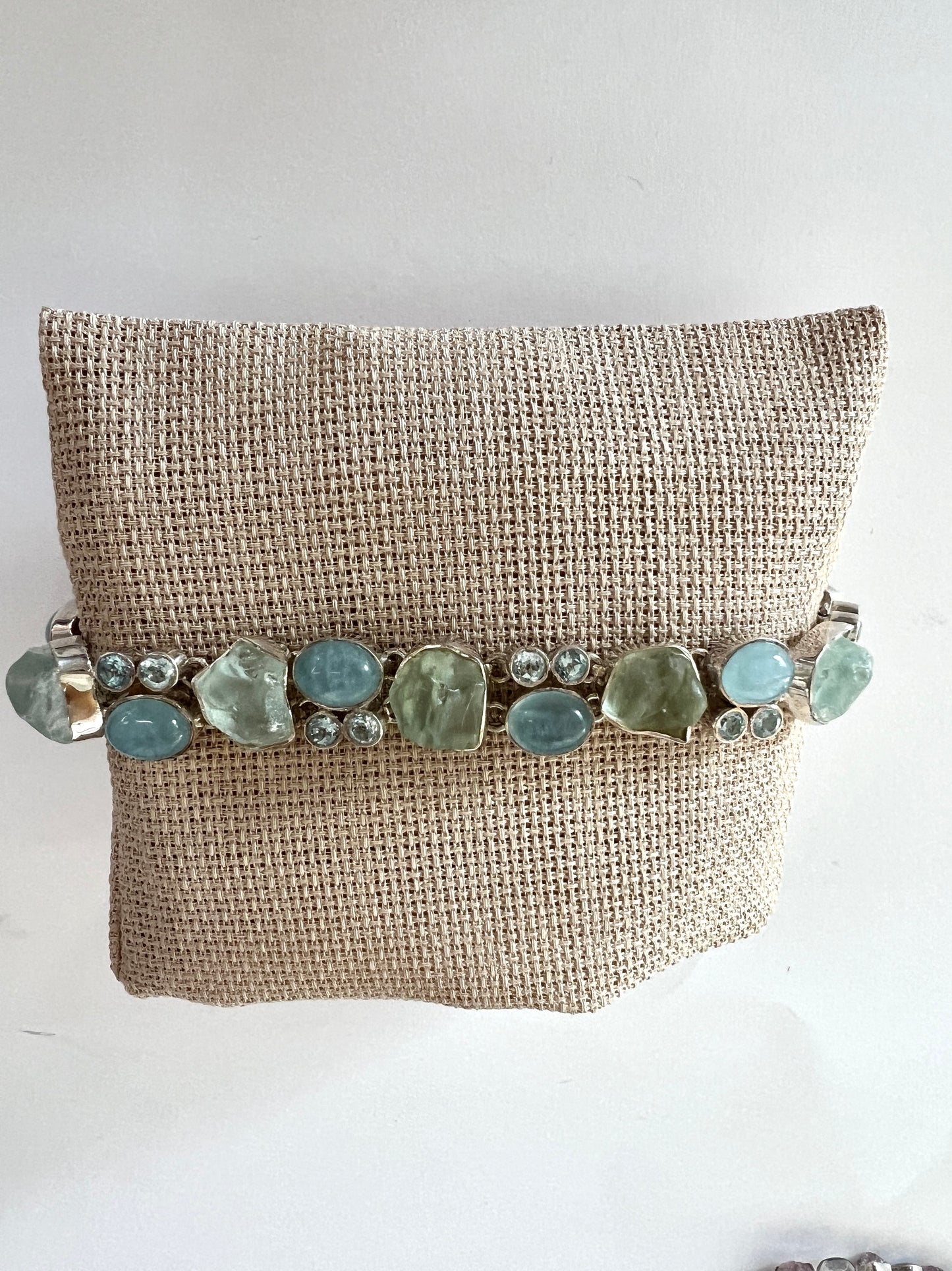 Apatite and Raw Aquamarine Bracelet