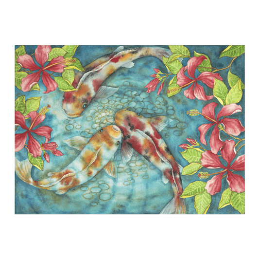 Koi & Hibiscus II Greeting Card