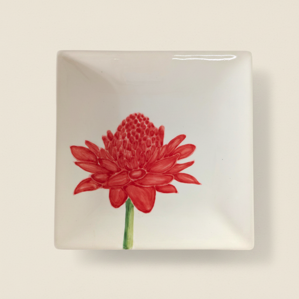 Square Dinner Plate Tropical Flower
