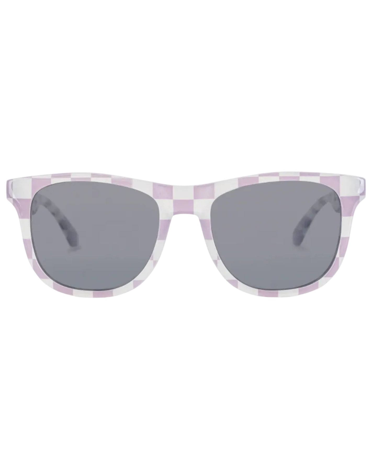 Sunglasses with a checkered frame on a white background
