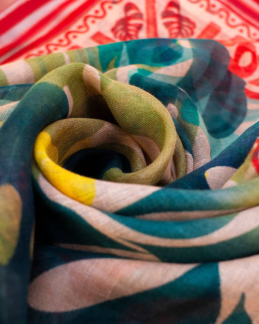Close-up of colorful scarf with a pattern