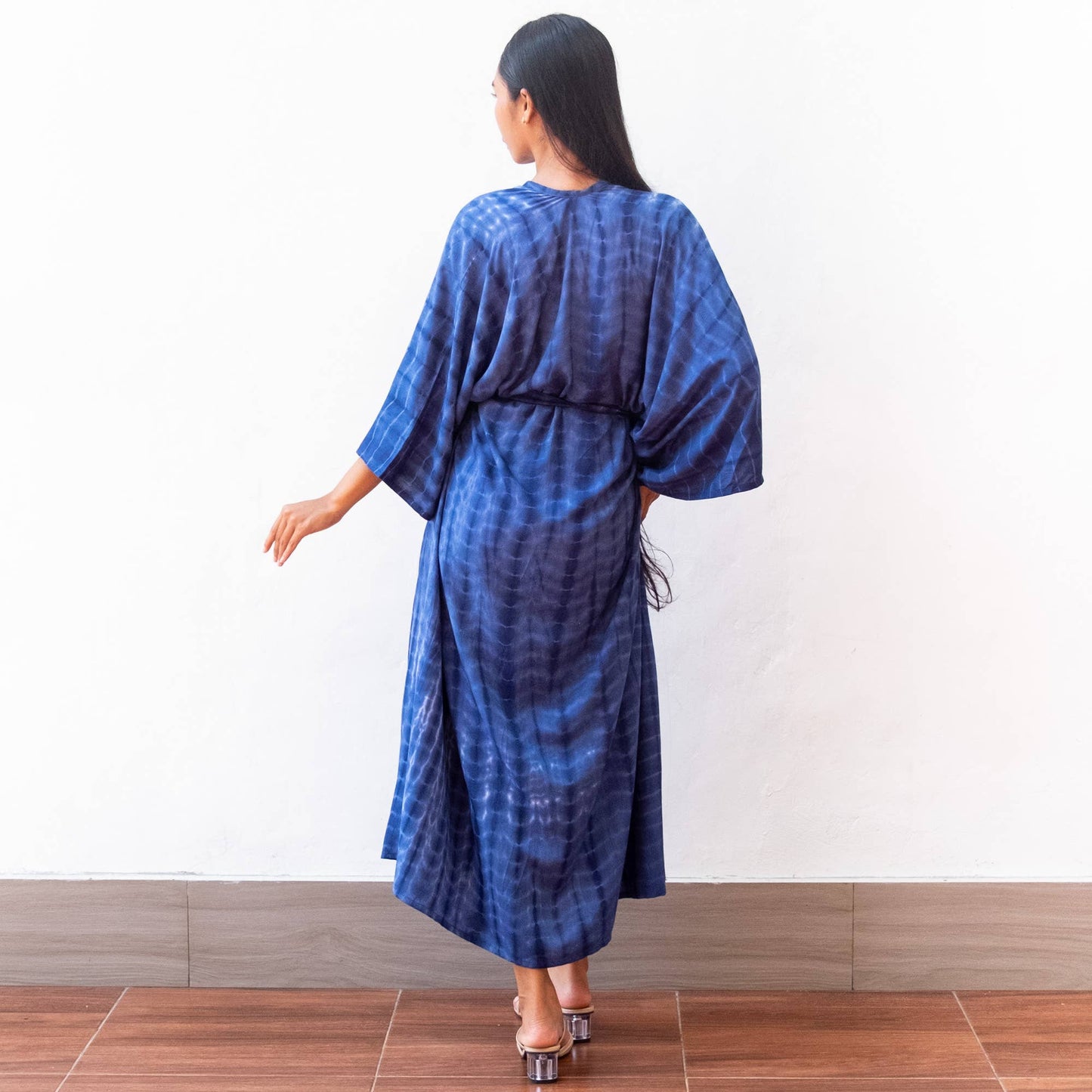 Tie Dye Kimono Cover Up (Nude Blue) Bikini Beach Dress Robe