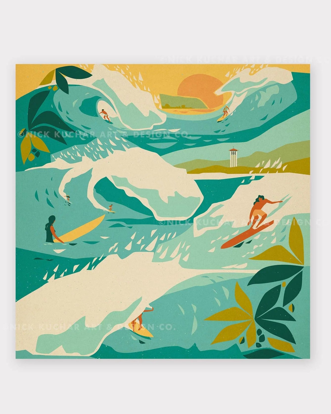 North Shore Surf - 12x12" Art Print