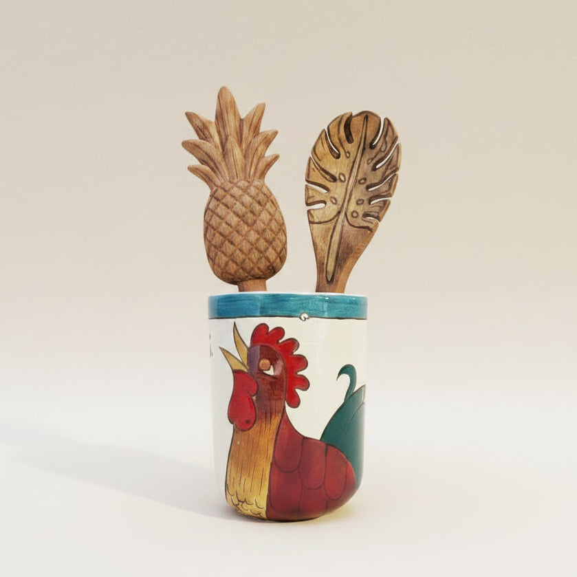 Utensil Holder Blue Rooster
