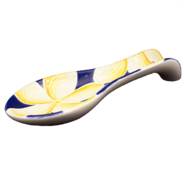 Spoon Rest Blue Plumeria Banana Patch Studios