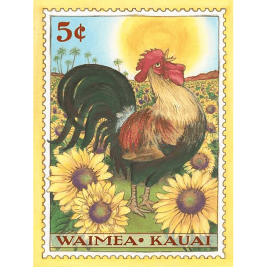 Waimea Rooster Kauai Stamp Print