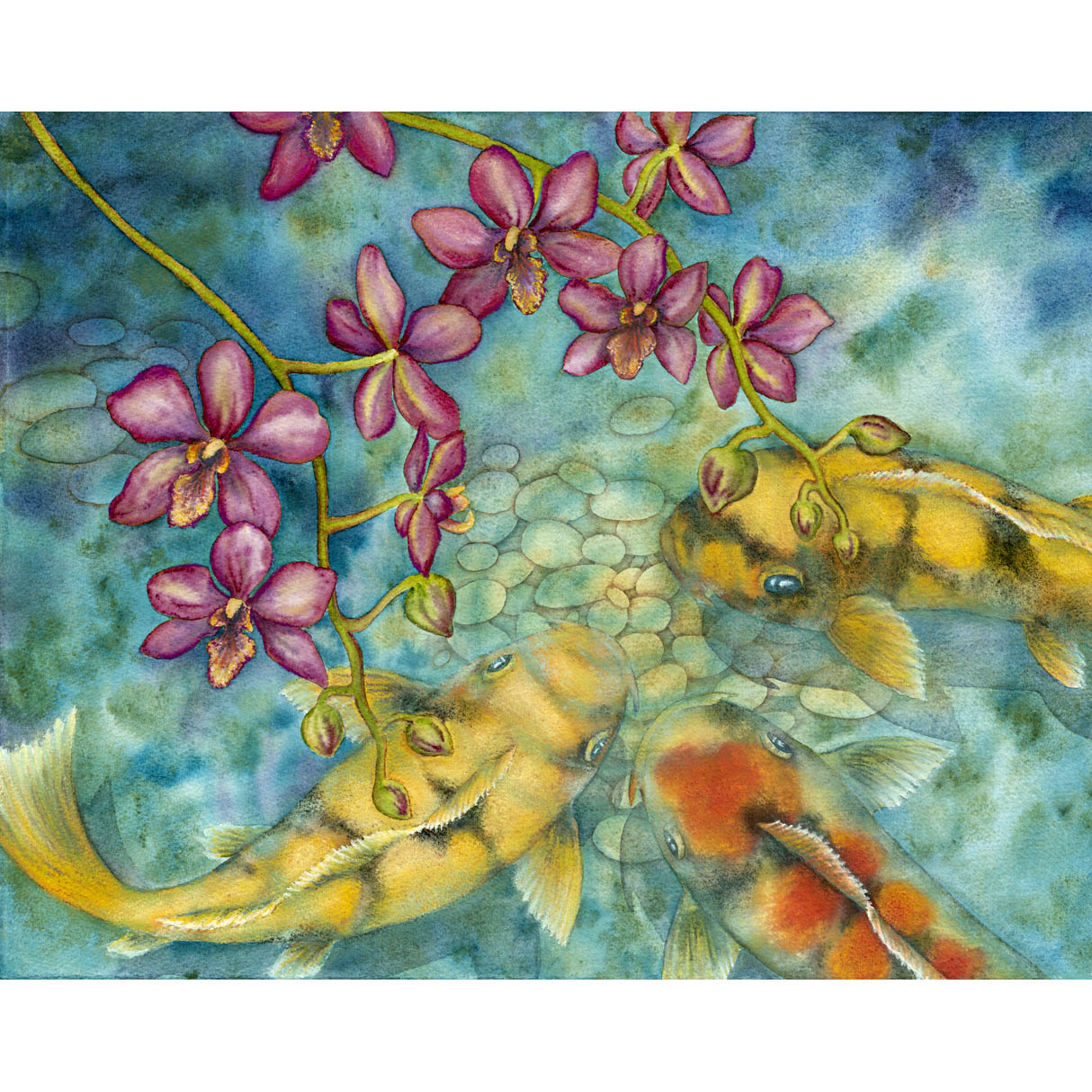 Koi Among Orchids Giclée