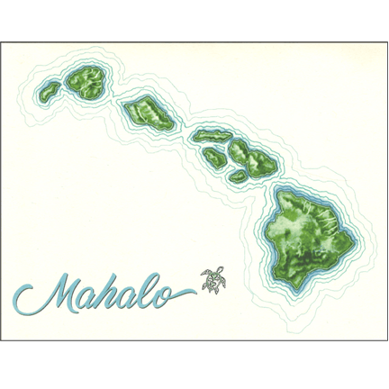 Set of 4 Mahalo Cards - Hawaiian Islands