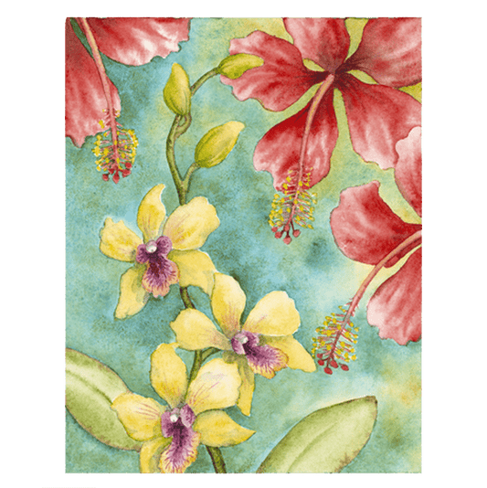 Orchids & Hibiscus Giclée