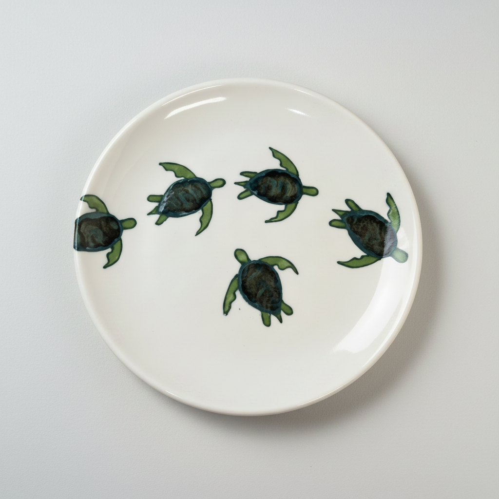 15" Coupe Platter Celadon Turtles