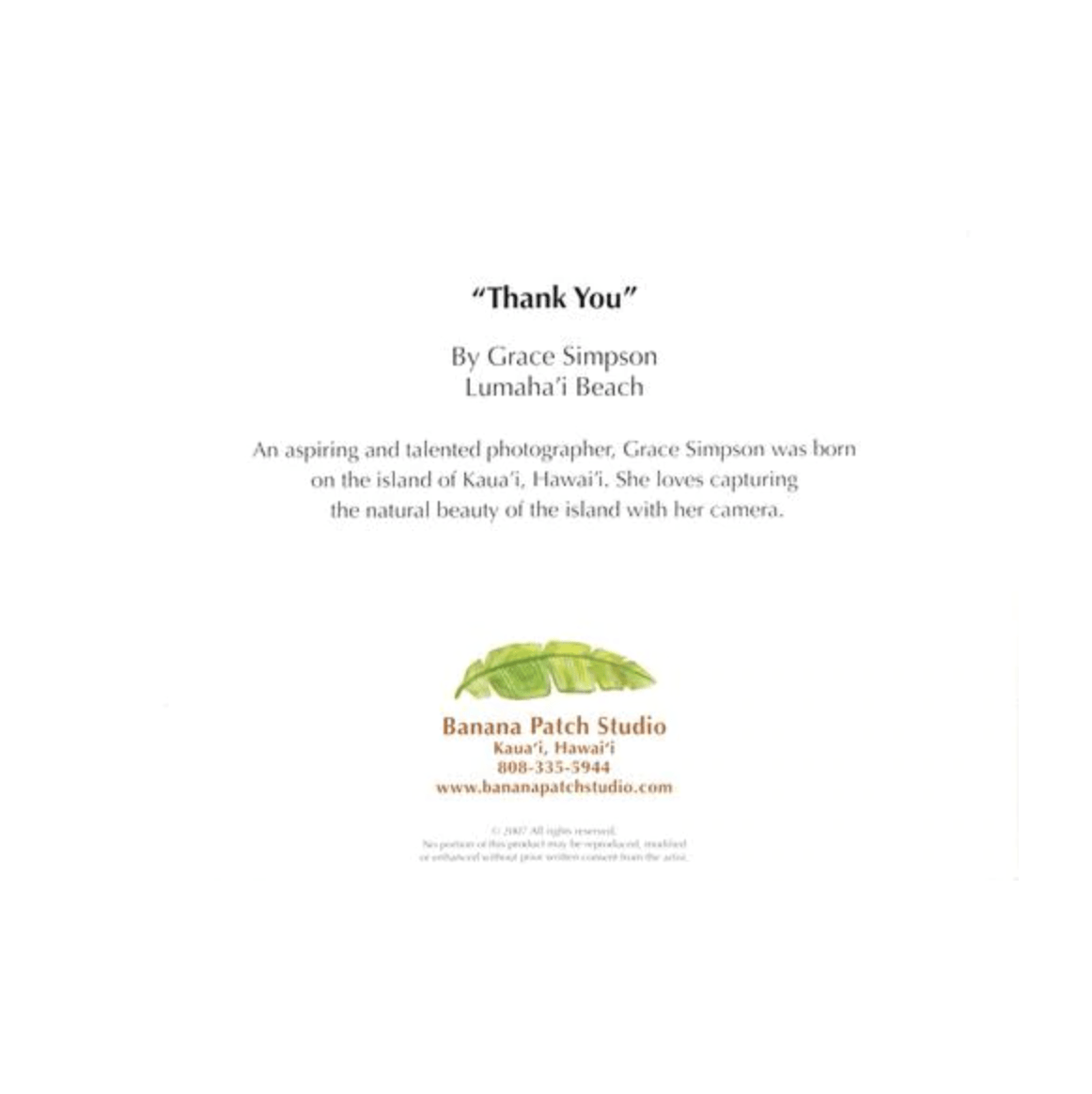 Thank You (Lumahai Beach) Greeting Card