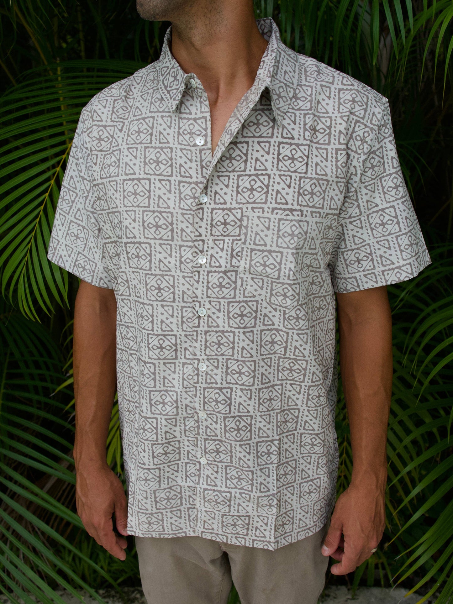 Sand Stone Short Sleeve Button Down - ORGANIC COTTON