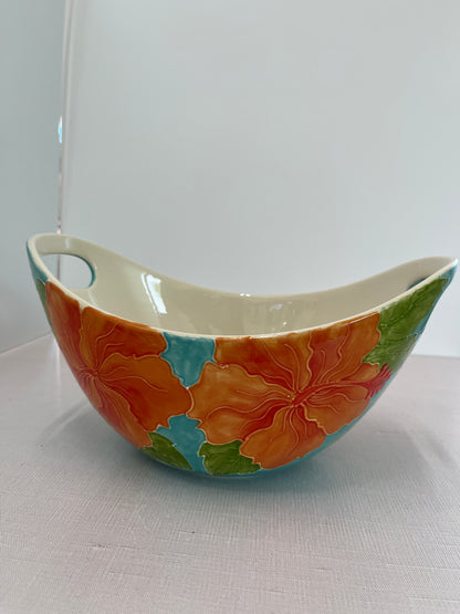 Bowl with handle Hibiscus