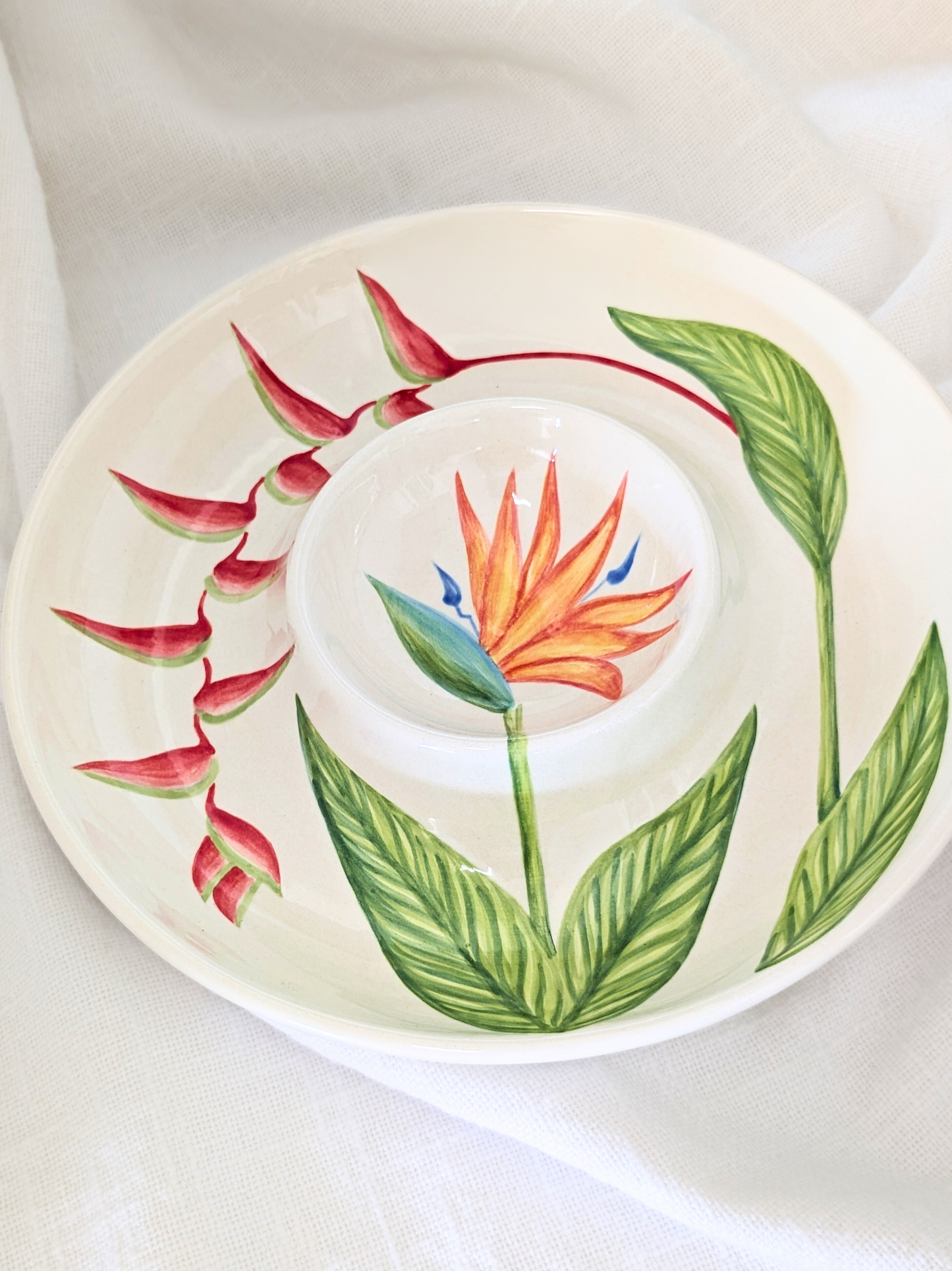Tropical Flower Chip & Dip Platter