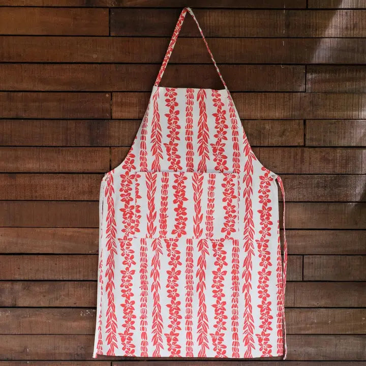 Handprinted Cotton Canvas Apron – Salusalu Floral Print