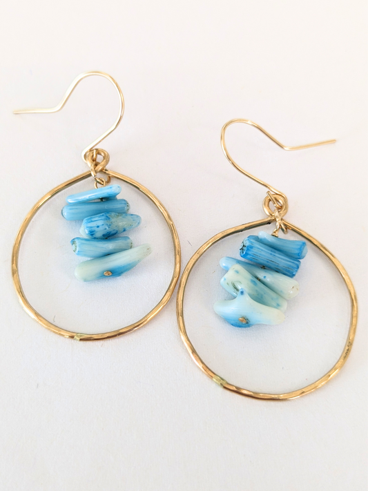CKJ Coral Hoop Earrings