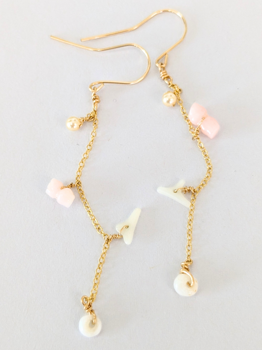 CKJ Pink Coral Chain Earrings