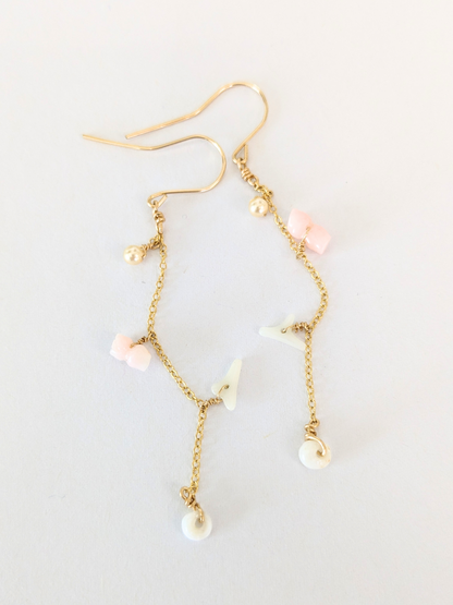 CKJ Pink Coral Chain Earrings