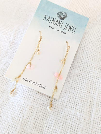 CKJ Pink Coral Chain Earrings