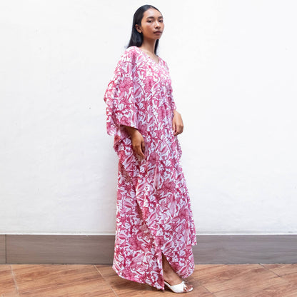 Tie Dye Kaftan Dress (Maroon Carnation) - Resort Maternity