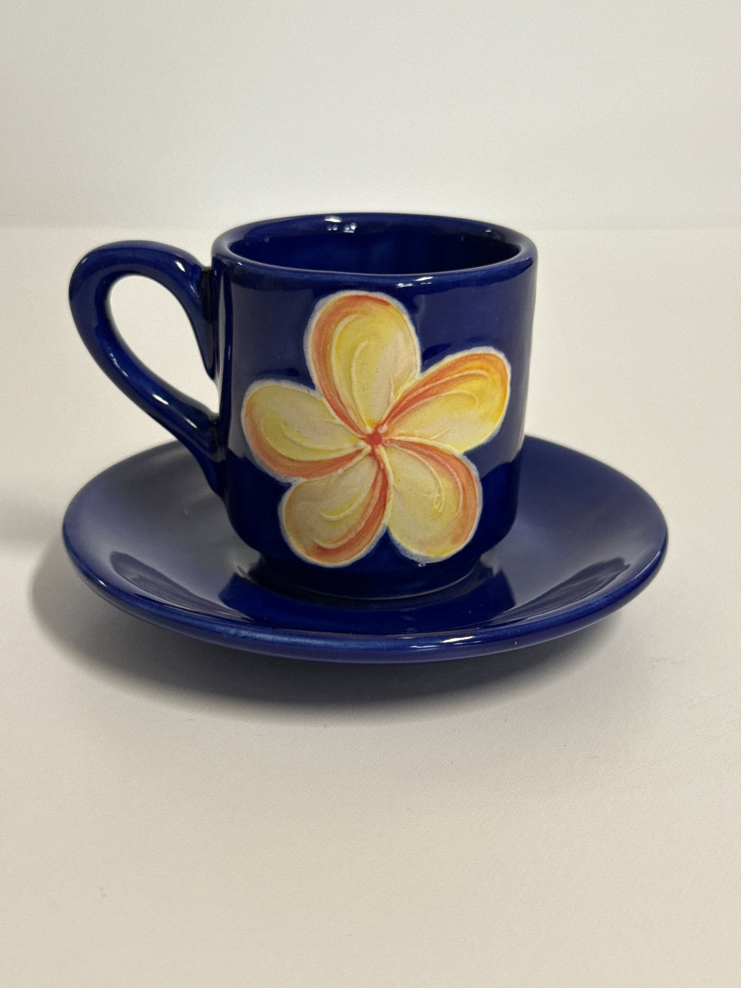 Espresso Cup with Saucer Blue Plumeria