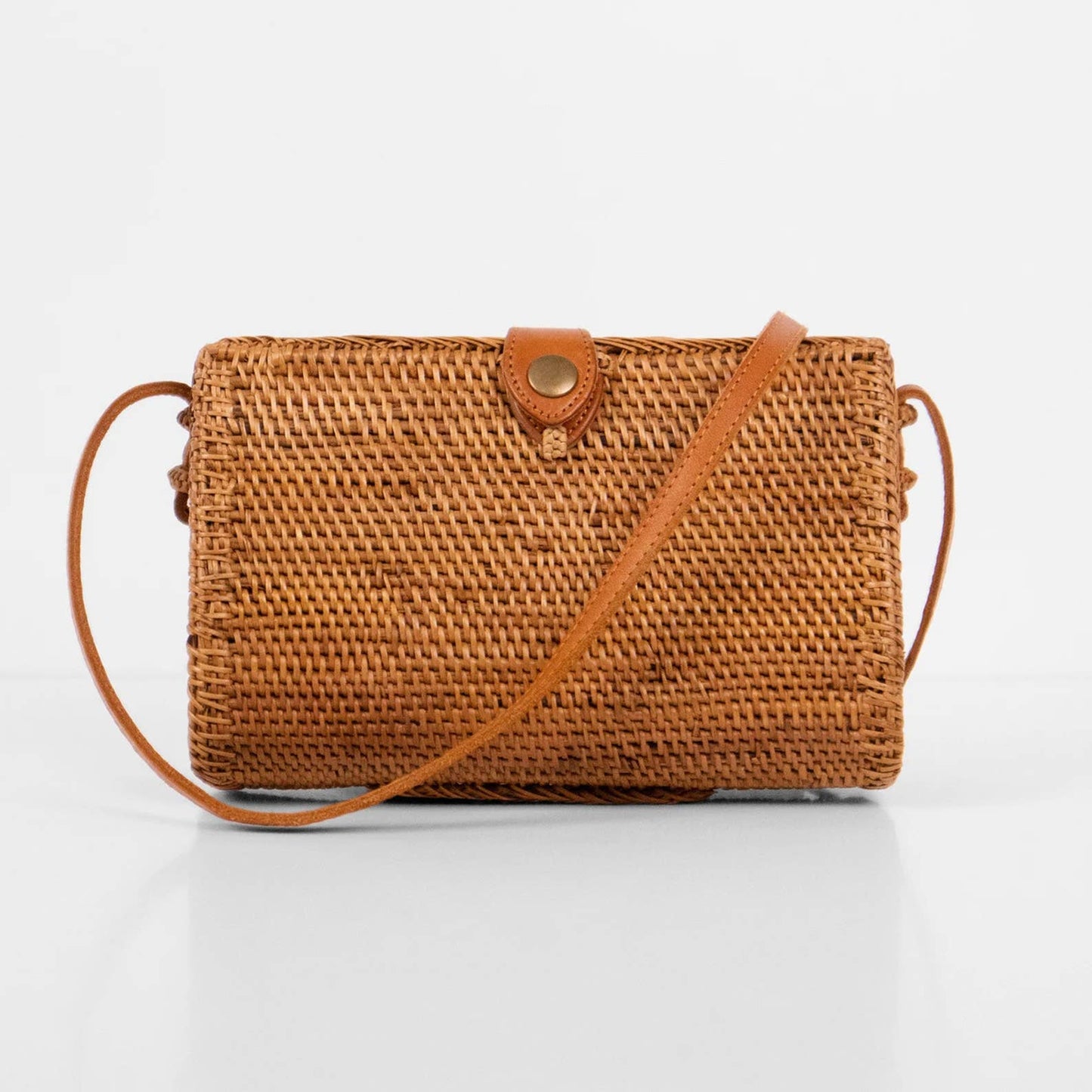 Rattan Bag Purse Wallet Clutch Crossbody (Brown Water Drop)