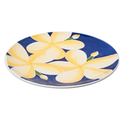 Blue Plumeria Tuscany Coupe Charger Plate