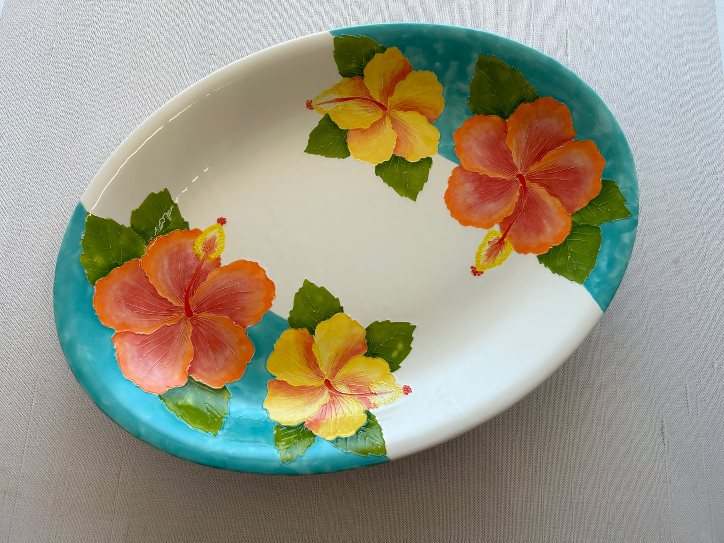 Hibiscus Oval Coupe Platter