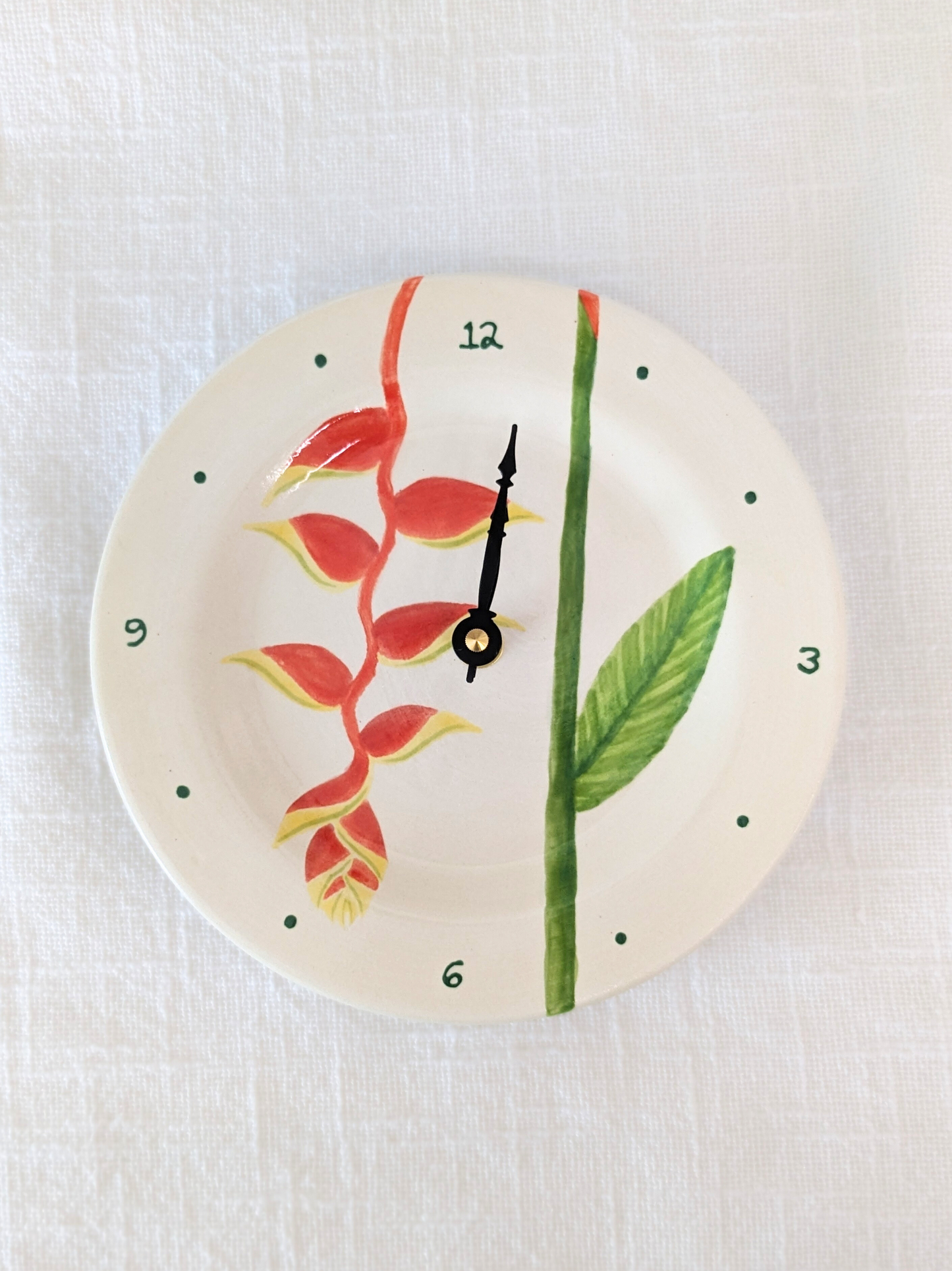 Round Plate Clock Tropical Flower