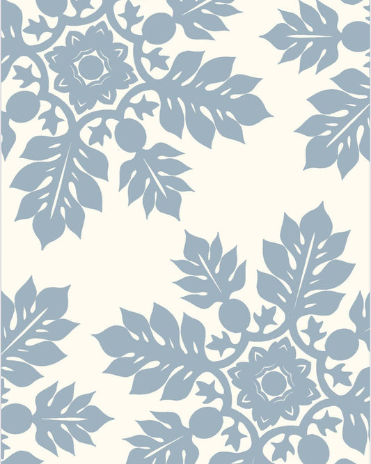 Blue floral pattern on a white background
