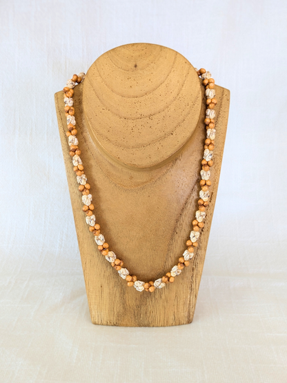 21'' Momi & Wiliwili Seed Lei Shell Necklace, Dangle Earrings Set #10