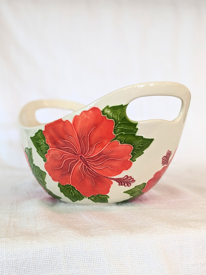 Bowl with handle Hibiscus