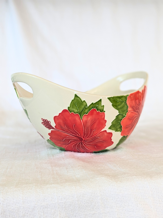 Bowl with handle Hibiscus