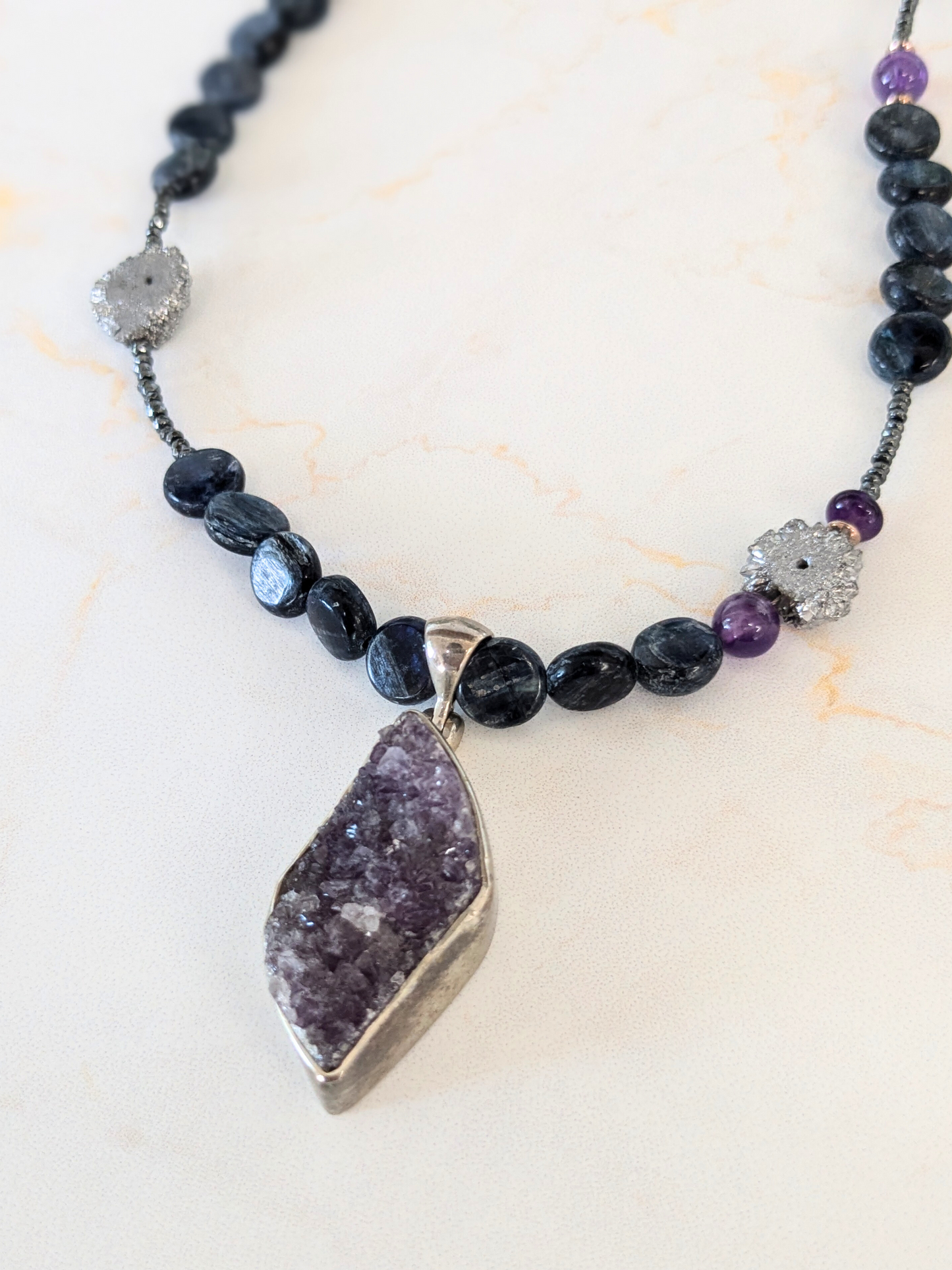 Amethyst Kyamite Hematite Necklace